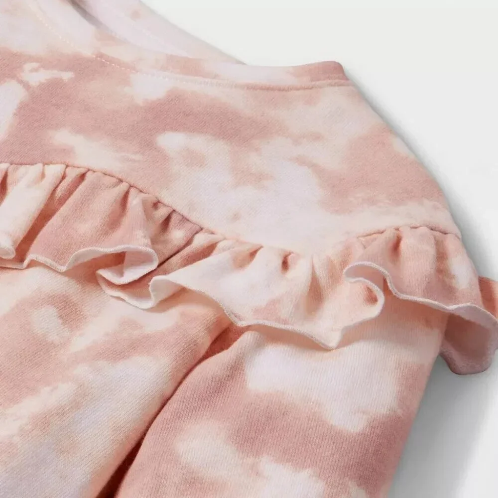 Grayson Collective Toddler Girls' Pink Tie-Dye Ruffle Terry Sweatshirt - Picture 3 of 5